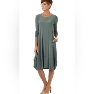 NWT Marla Wynne Matte Sage Green Jersey Balloon Dress Petite Size 3X